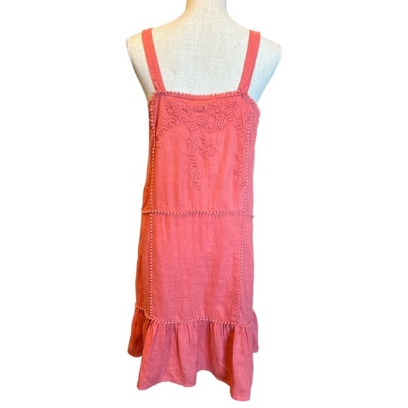 NWT-Magaschoni Tonal Embroidered Linen Shift dress - in terracotta - size S - Picture 5 of 6